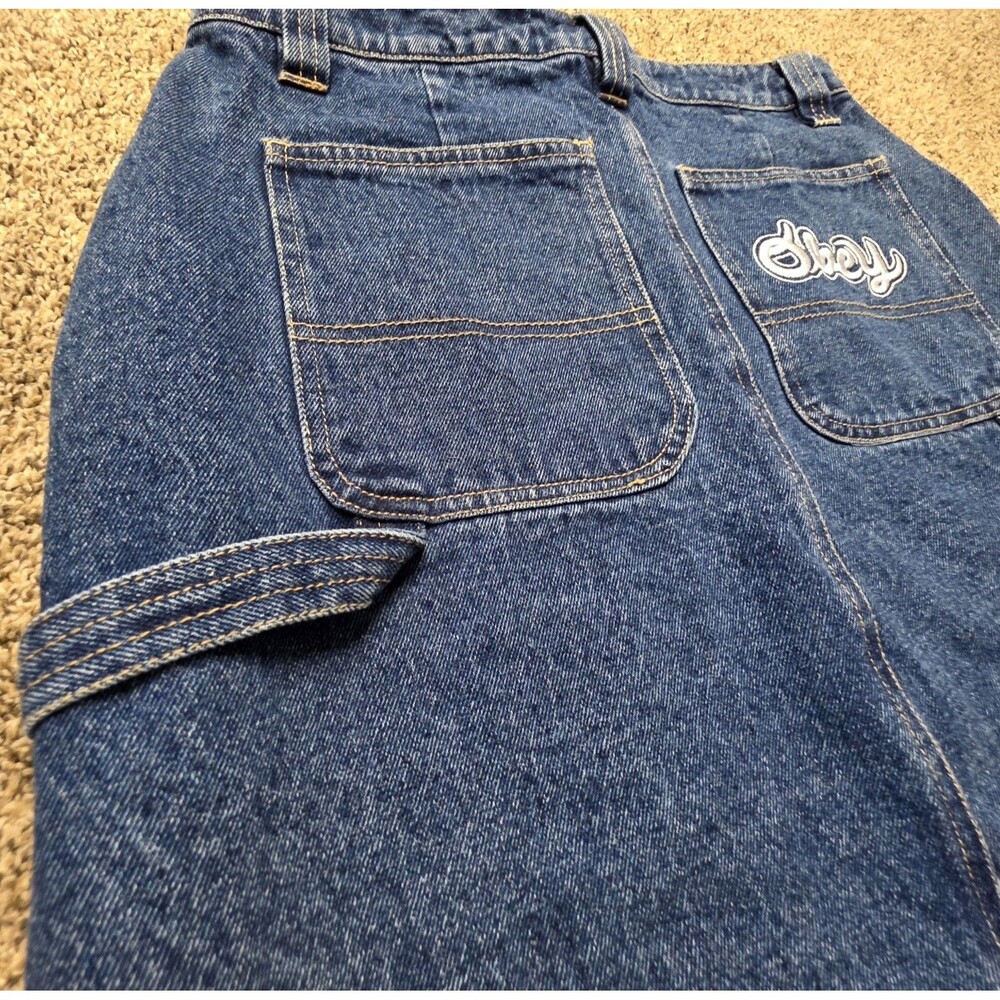 Obey Denim Jean Carpenter Skirt Size 28 90's Skater Punk Streetwear Urban - Picture 8 of 11